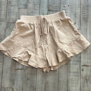 SHEIN Shorts Faux Skort Tan Feminine Elastic Waist Size Small EUC